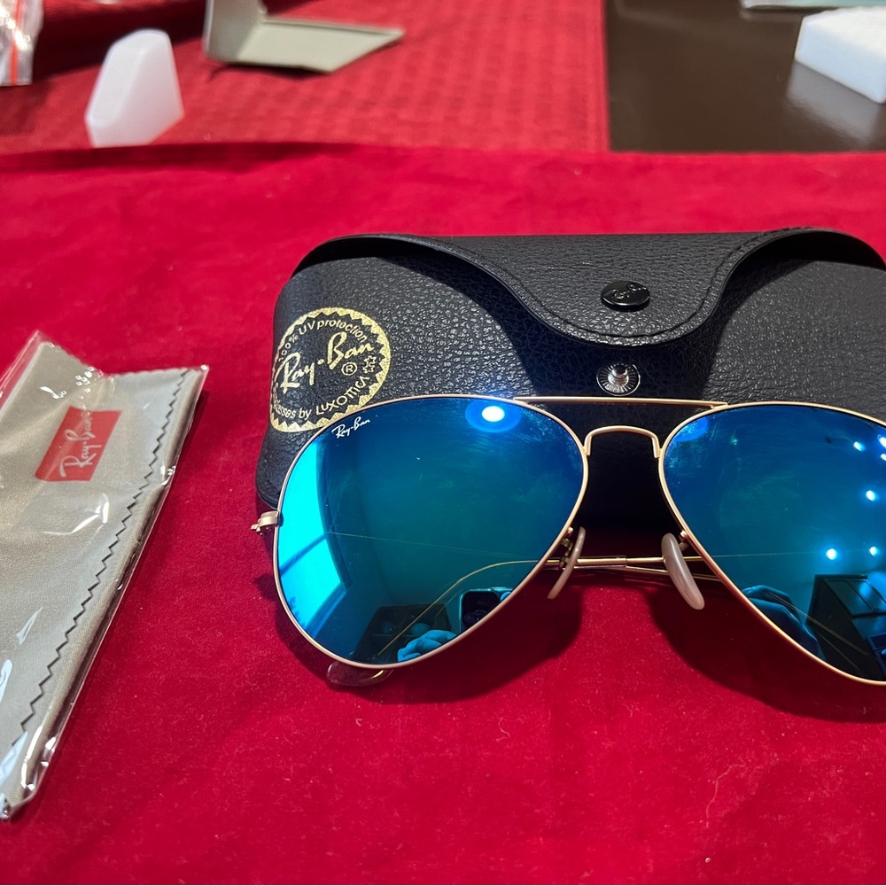 Ray-Ban Aviator Large Metal RB3025 112/17 Gold/Blue Mirror Sunglasses